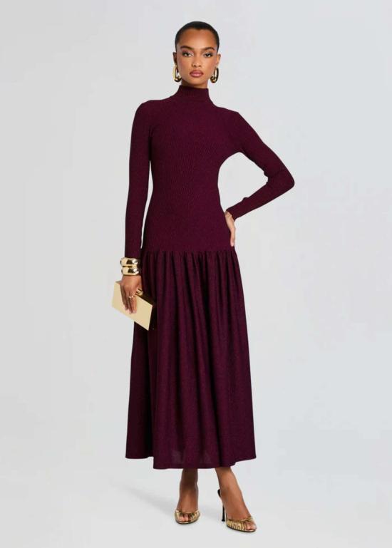  레트로페테 미디 원피스 레트로페트 반디니 니트 드레스 메탈릭 피노