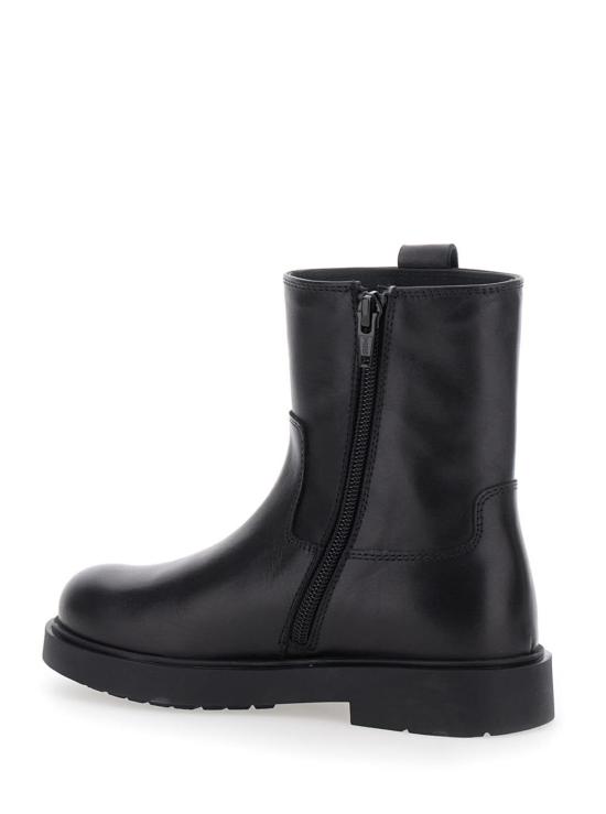  [키즈] 엠포리오 아르마니 부츠 아동용 블랙 부츠 (로고 패치 및 측면 지퍼 여밈) 블랙 - EMPORIO ARMANI