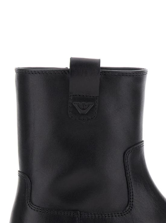  [키즈] 엠포리오 아르마니 부츠 아동용 블랙 부츠 (로고 패치 및 측면 지퍼 여밈) 블랙 - EMPORIO ARMANI