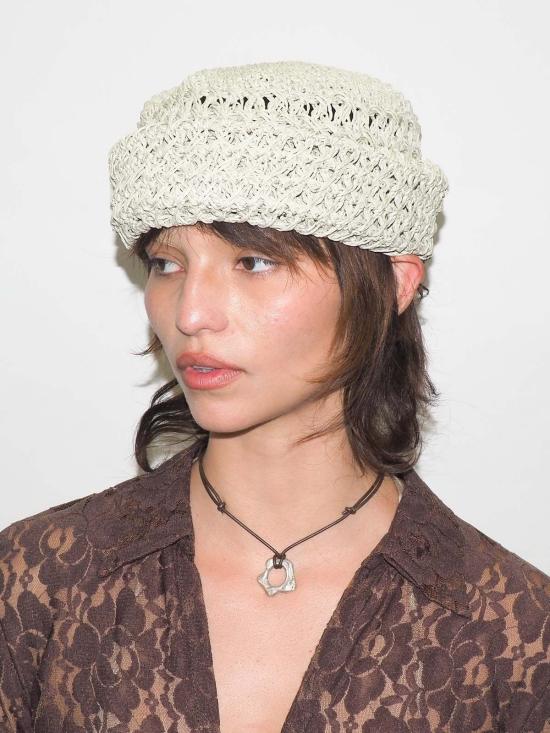  클라이드 모자 라피아 롤러햇 스모크