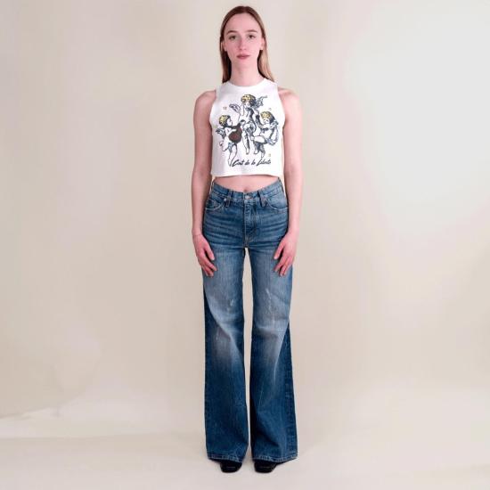  COUT DE LA LIBERTE 민소매 티셔츠 쿠 드 라 리베르테 티나 엔젤스 크롭 탱크탑 화이트