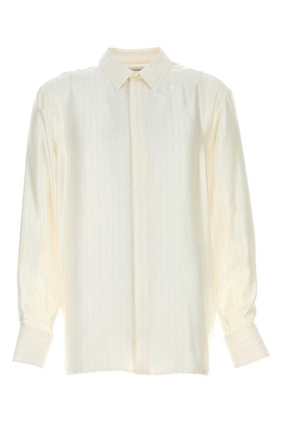  생로랑 긴팔 셔츠 생 로랑 자수 새틴  크레이아르젠트