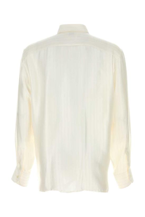  생로랑 긴팔 셔츠 생 로랑 자수 새틴  크레이아르젠트 - SAINT LAURENT