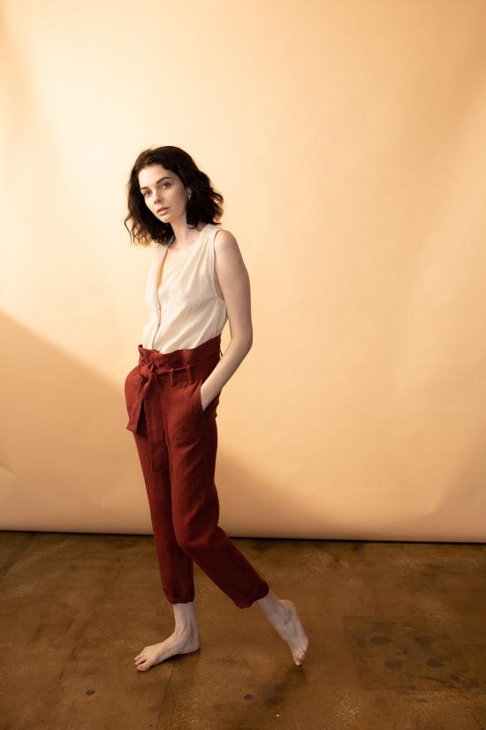  Arteaga 스트레이트 팬츠 아르테아가 아리에스 린넨 팬츠 레드 오커 - OTHER BRANDS