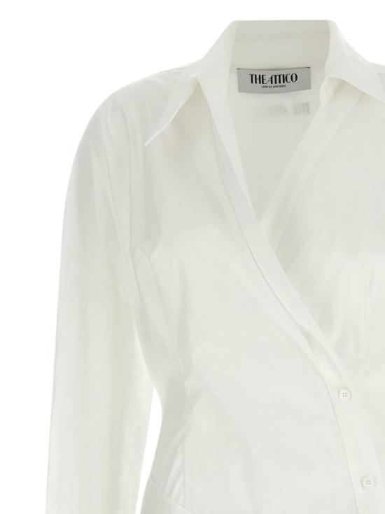  디 아티코 숏 원피스 아티코 셰미지에 코튼 드레스 화이트 - THE ATTICO