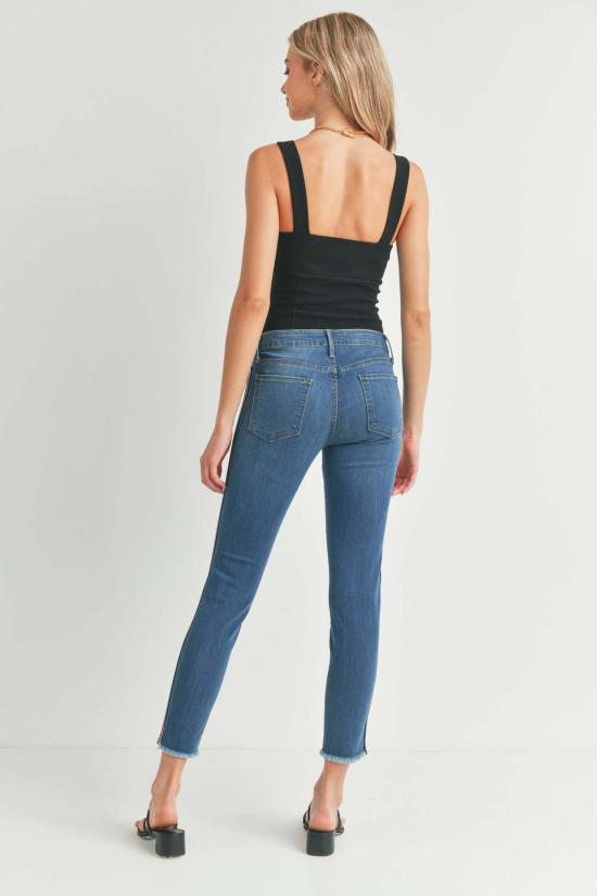  저스트 블랙 데님 데님 팬츠 스키니 스트라이프 (밑단 해짐 디테일) 미디엄 데님 - JUST BLACK DENIM