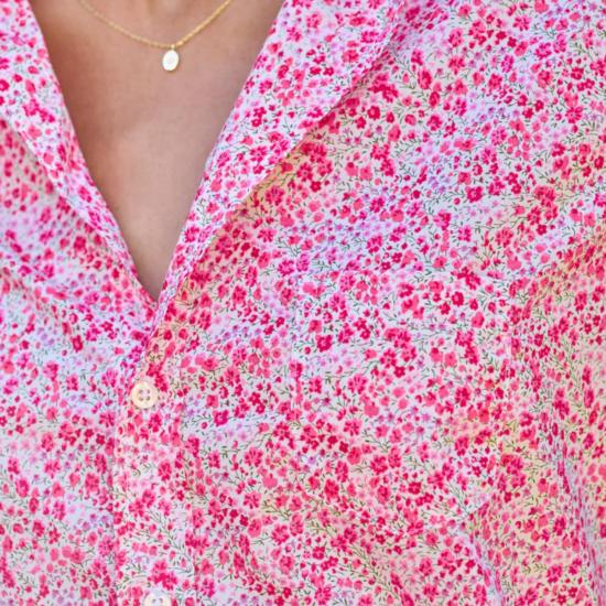  프랭크 앤 에일린 셔츠 프랭크 앤 엘린 엘린 릴렉스 버튼업 셔츠 핑크 플라워 - FRANK & EILEEN