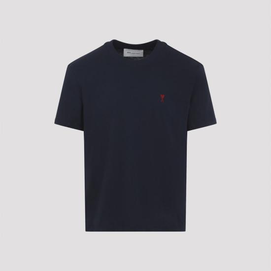  아미 반팔 티셔츠 Ami Alexandre Mattiussi Classic Red T Shirt Bleu Nuit - AMI