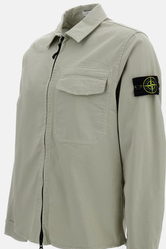  스톤 아일랜드 자켓 코튼 오버셔츠 그레이 - STONE ISLAND