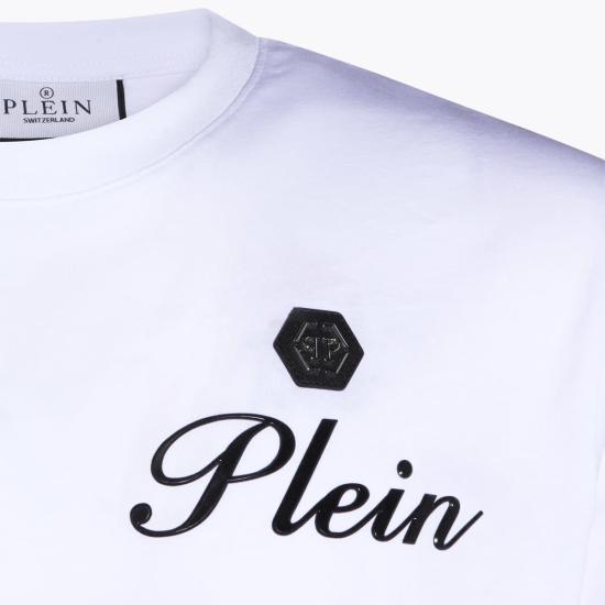  필립 플레인 반팔 티셔츠 반팔 크루넥 티셔츠 화이트 - PHILIPP PLEIN