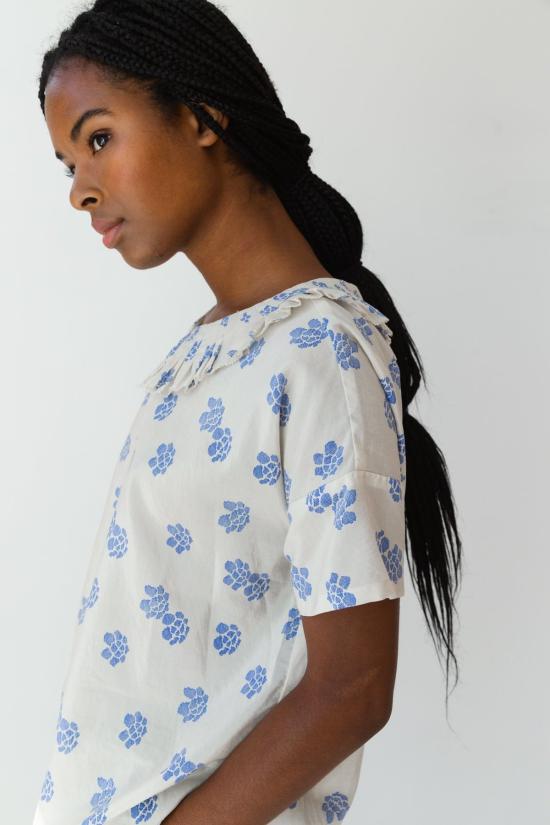  Caron Callahan 블라우스 캐론 캘러핸 아트 실크 코튼 탑 시보리 - OTHER BRANDS