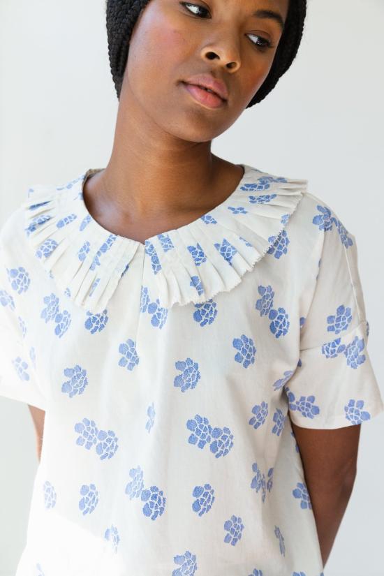  Caron Callahan 블라우스 캐론 캘러핸 아트 실크 코튼 탑 시보리 - OTHER BRANDS