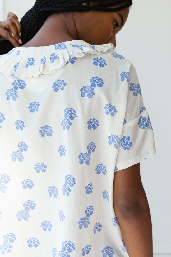  Caron Callahan 블라우스 캐론 캘러핸 아트 실크 코튼 탑 시보리 - OTHER BRANDS