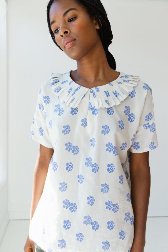  Caron Callahan 블라우스 캐론 캘러핸 아트 실크 코튼 탑 시보리