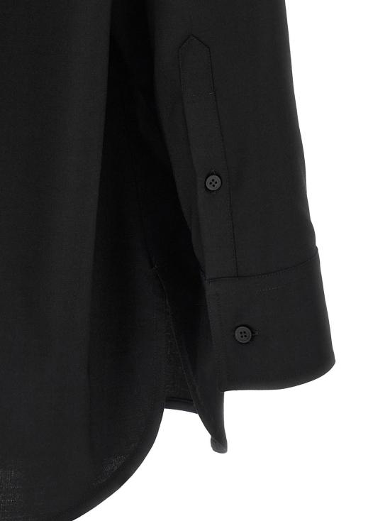  MM6 메종마르지엘라 탑 Mm6 메종 마르지엘라 자카드 라벨 셔츠 블랙 - MM6 MAISON MARGIELA