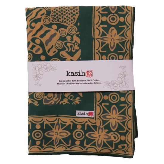  카시 코옵 머플러/스카프 Kasih Coop 대형 39" 추상 꽃 손 염색 바틱 반다나 - KASIH COOP