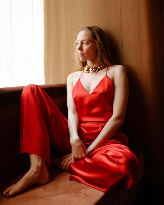  INGA-LENA 스트레이트 팬츠 잉가 레나 비욘 실크  미드나잇 블루 - OTHER BRANDS