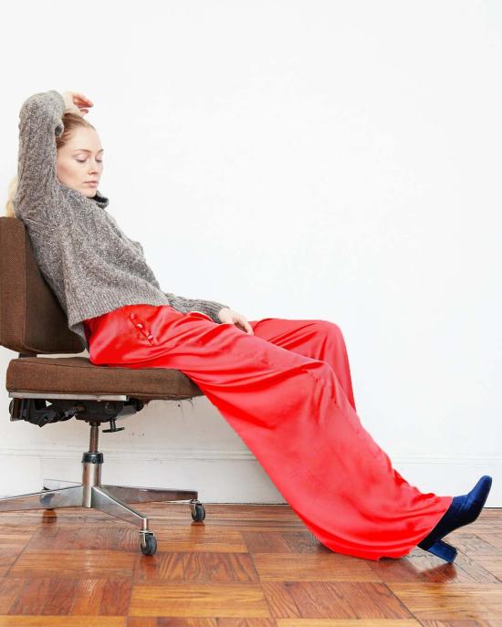  INGA-LENA 스트레이트 팬츠 잉가 레나 비욘 실크  미드나잇 블루