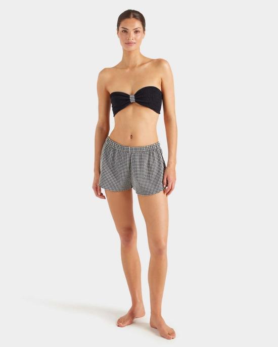  훈자 지 숏팬츠 훈자 G 러너 쇼츠 블랙 깅엄 - HUNZA G