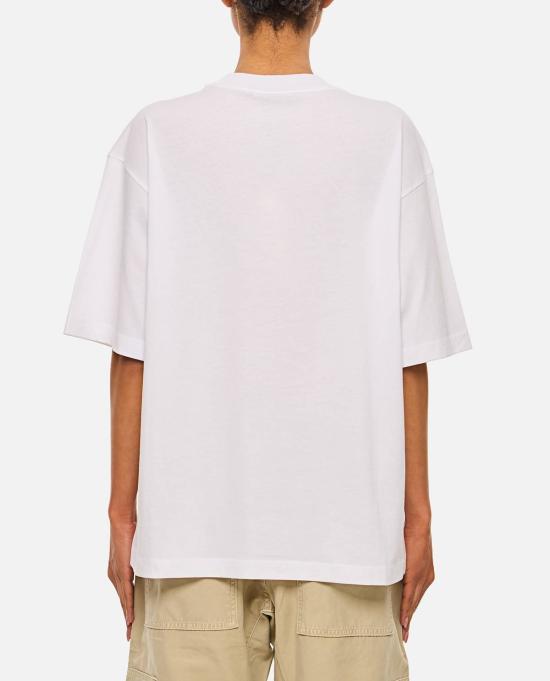  마르니 반팔 티셔츠 화이트 코튼 티셔츠 - MARNI