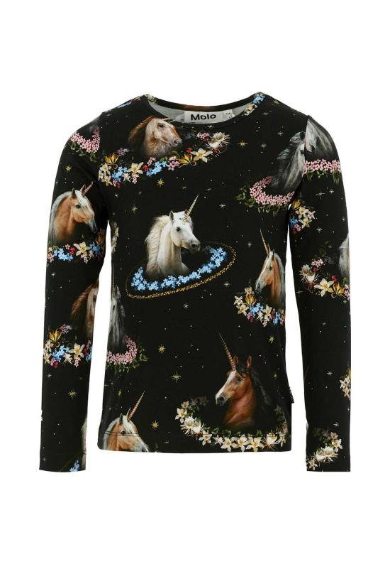  [키즈] 몰로 트레이닝 상의 어린이용  유니콘 프린트 티셔츠 블랙