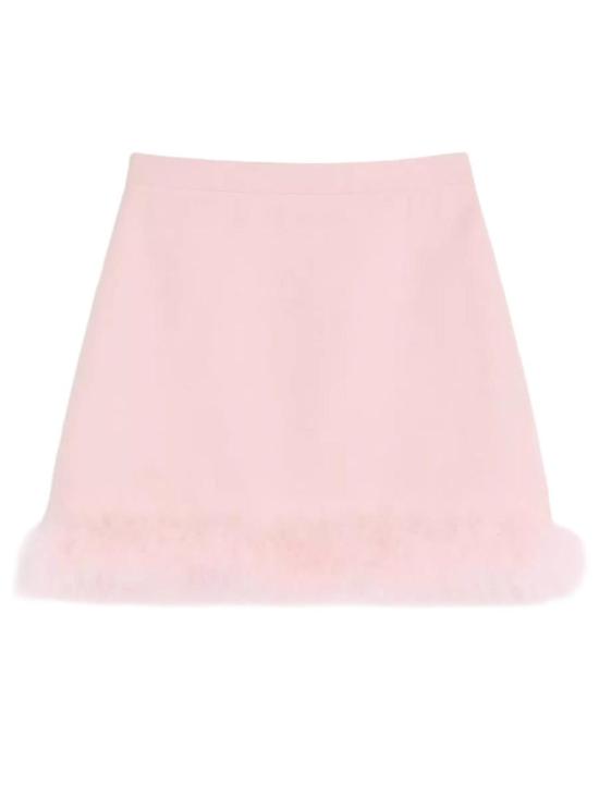 발렌티노 가라바니 숏 스커트 발렌티노 깃털 장식 미니스커트 핑크
