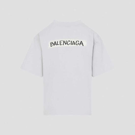  발렌시아가 반팔 티셔츠 미디엄 핏 티셔츠 더티 화이트 - BALENCIAGA