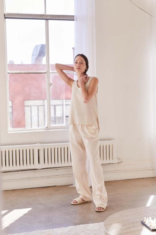  잇이즈웰 LA 민소매 티셔츠 잇이즈웰 L.A. 오가닉 거즈 탱크 화이트 - IT IS WELL L.A.