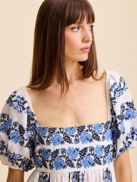  Mille 롱 원피스 Kaiya 드레스 산토리니 자수 - MILLE