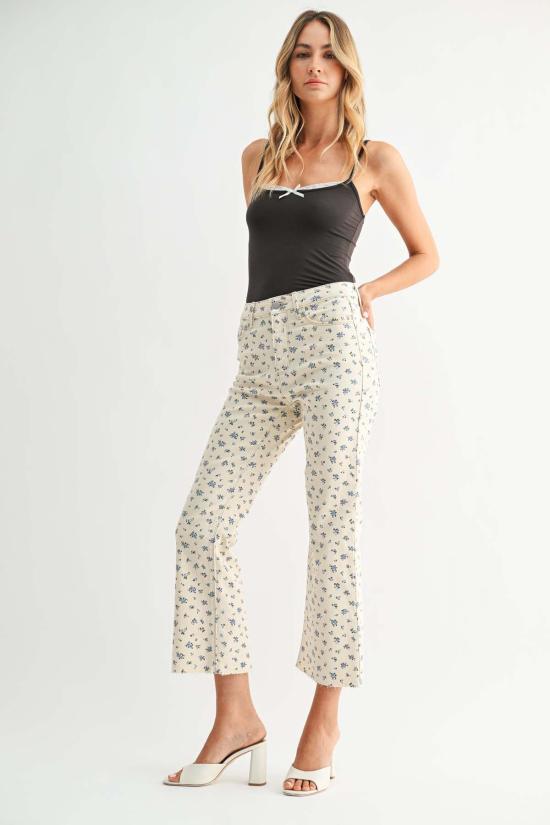  저스트 블랙 데님 데님 팬츠 크롭 데미 플레어 팬츠 - JUST BLACK DENIM