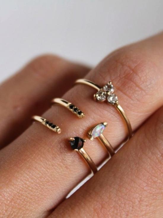  Lumo Jewelry 반지 루모 주얼리 오팔 마퀴즈 커프 링, 14K 옐로우 골드, 파베 세팅