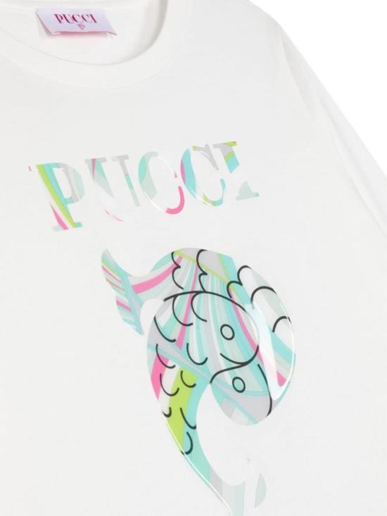  [키즈] 푸찌 티셔츠 푸치 로고 티셔츠 (화이트) 아동용 - PUCCI