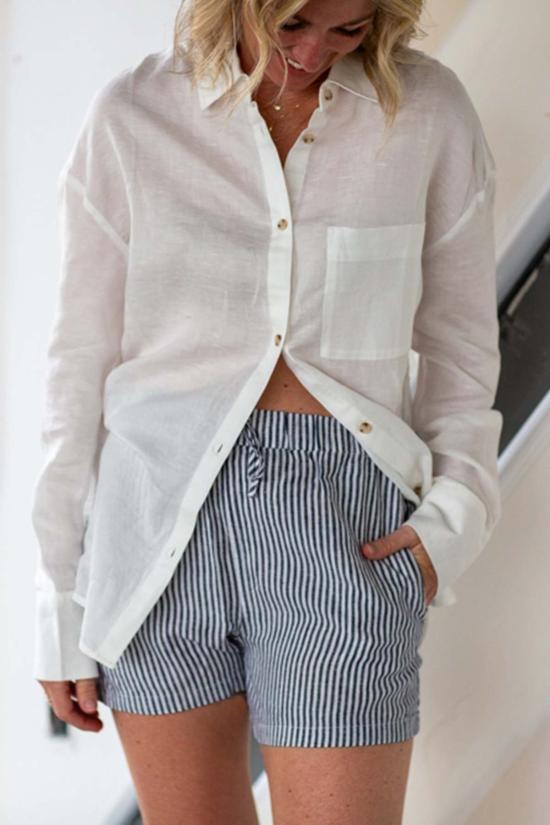  Onia 숏팬츠 오니아 엘라스틱 드로스트링 쇼츠 딥 네이비/화이트