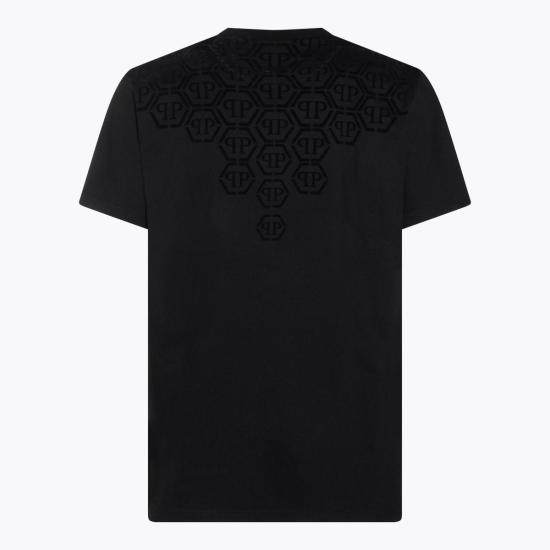  필립 플레인 반팔 티셔츠 반팔 크루넥 티셔츠 블랙 - PHILIPP PLEIN