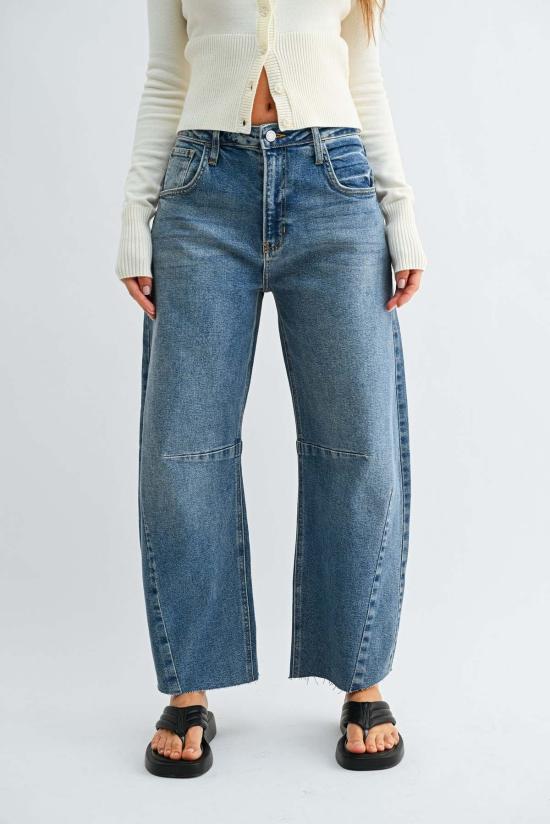  저스트 블랙 데님 데님 팬츠 더 시임드 배럴 진 미디엄 데님 - JUST BLACK DENIM