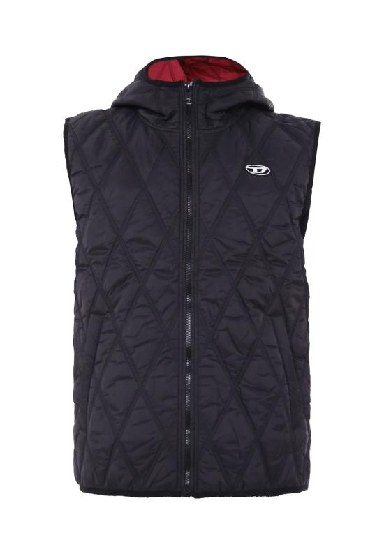  [키즈] 디젤 자켓 로고가 있는 아동용 블랙 조끼