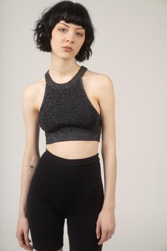  giu giu 브라 지우 지우 돌핀 니트 스포츠  블랙 글리터 - OTHER BRANDS