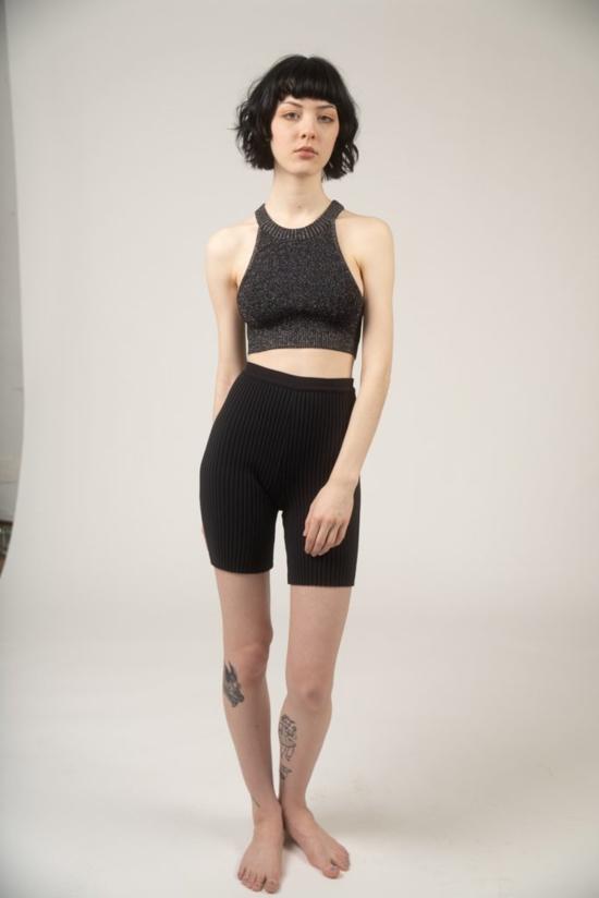  giu giu 브라 지우 지우 돌핀 니트 스포츠  블랙 글리터