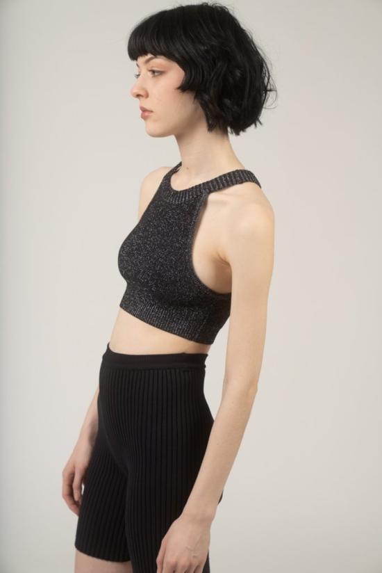  giu giu 브라 지우 지우 돌핀 니트 스포츠  블랙 글리터 - OTHER BRANDS