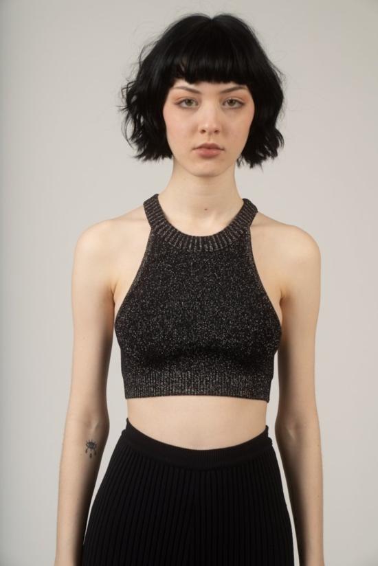  giu giu 브라 지우 지우 돌핀 니트 스포츠  블랙 글리터 - OTHER BRANDS