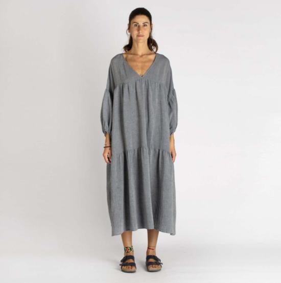  loom.ist 롱 원피스 룸이스트 사일 풀플리츠 드레스 화이트/마린 - OTHER BRANDS