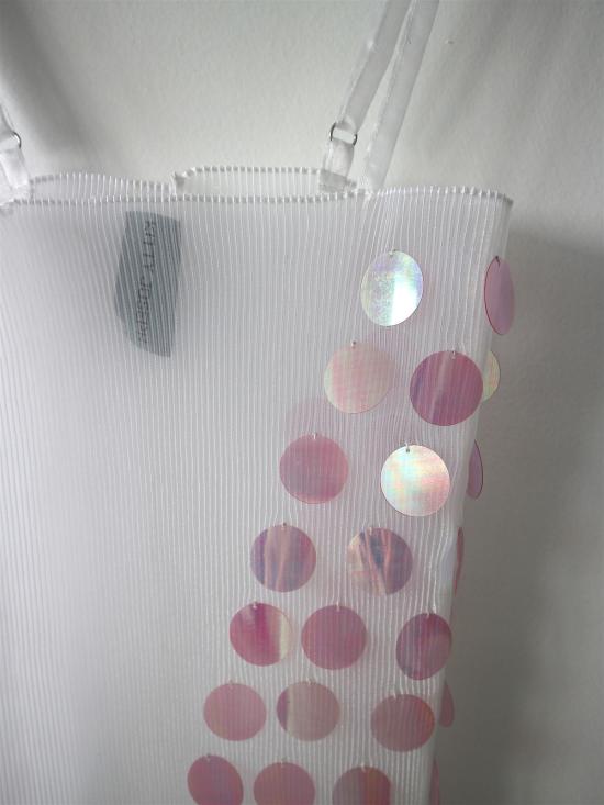  Kitty Joseph 숏 원피스 키티 조셉 시스루 오르간자 크리스탈 플리츠 드레스 (스팽글 장식, 화이트) - OTHER BRANDS