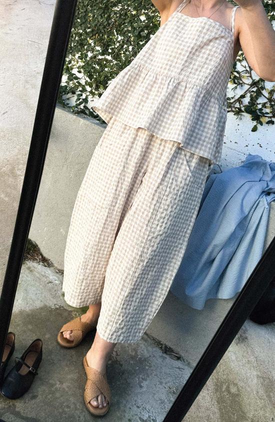  Neranese 민소매 티셔츠 네라네즈 듄  샌드 깅엄 - NERANESE