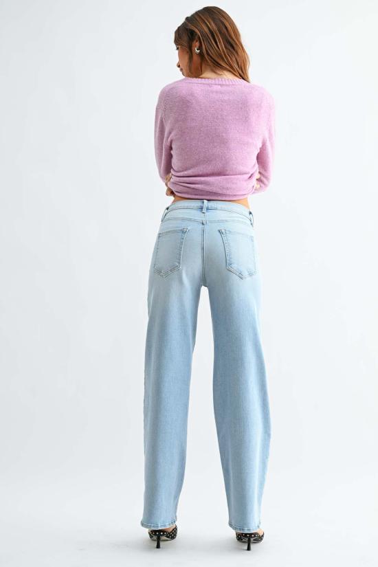  저스트 블랙 데님 데님 팬츠 루즈 스트레이트 진 미디엄 데님 - JUST BLACK DENIM