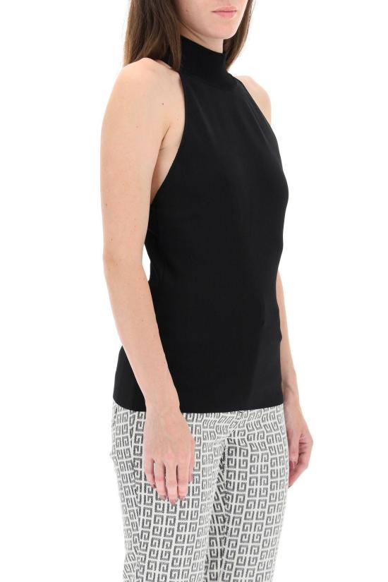  지방시 민소매 티셔츠 오픈백 니트 탑 블랙 - GIVENCHY