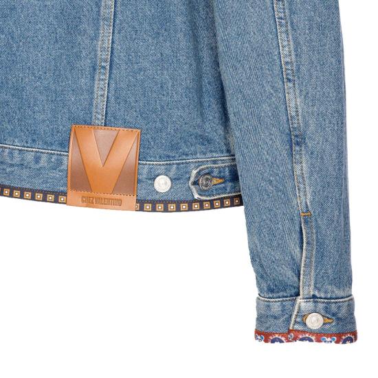  발렌티노 가라바니 데님 자켓 비즈 자수 및 프린트 가장자리 데님 재킷 (블루) - VALENTINO GARAVANI