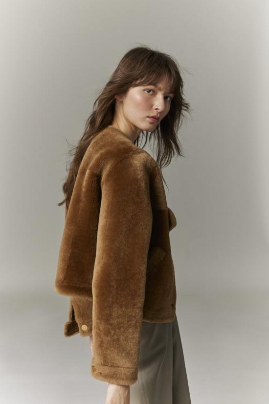  이네제 마레샬 자켓 인스앤마샬 니자 시어링 재킷 카멜 - INES & MARECHAL