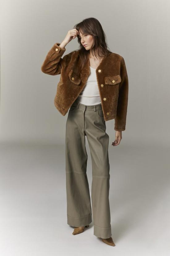  이네제 마레샬 자켓 인스앤마샬 니자 시어링 재킷 카멜