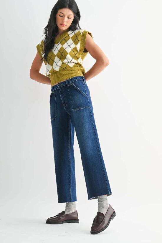  저스트 블랙 데님 데님 팬츠 쁘띠 팔라초 라이트 데님 - JUST BLACK DENIM