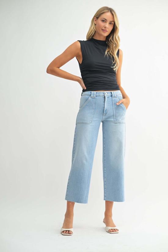  저스트 블랙 데님 데님 팬츠 쁘띠 팔라초 라이트 데님 - JUST BLACK DENIM